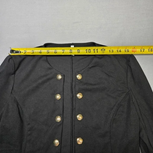 Halara SculptKnit Round Neck Decorative Button Slim Work Blazer Black Medium - Picture 8 of 12